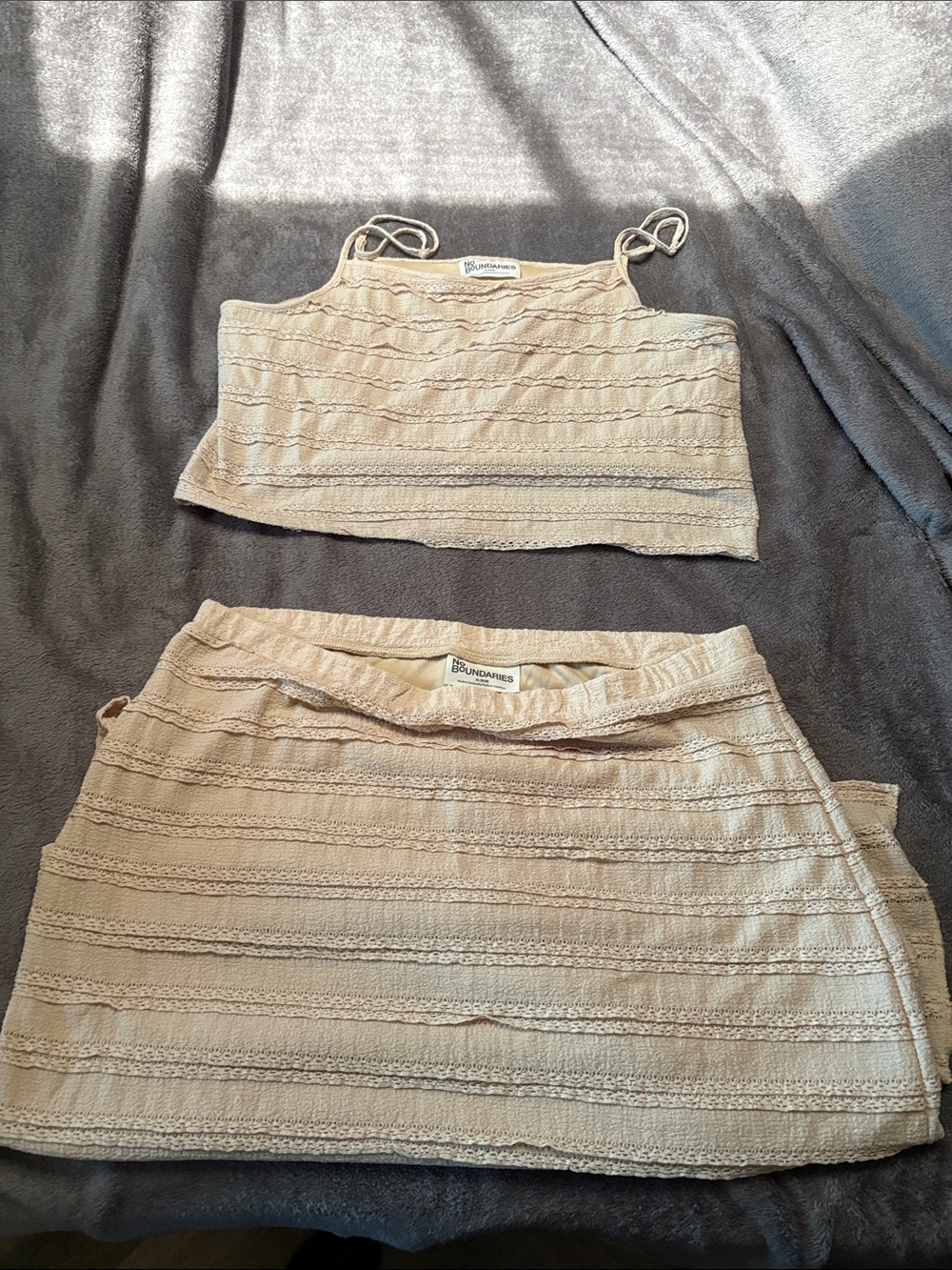 No Boundaries Beige Knit Cropped Tank Top